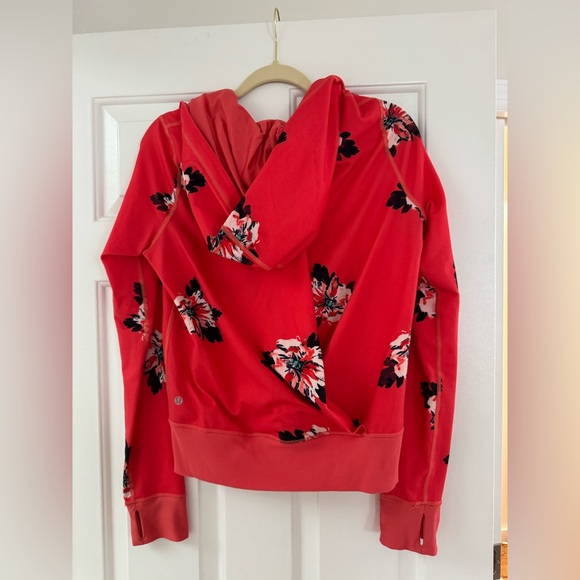 Lululemon Red Floral Zip-Up Hoodie - Picture 3 of 5